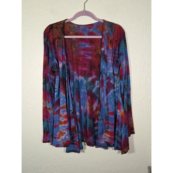 Kathmandu Imports Tie Dye Cardigan Boho Earthy Asymmetrical Small - Picture 1 of 8